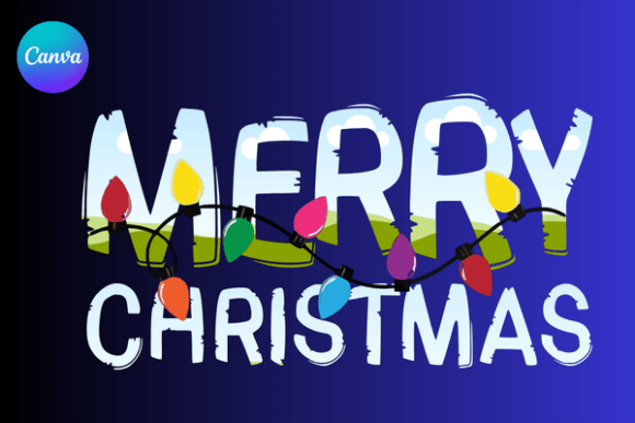 Merry Christmas Lights Canva Frame: Instant Holiday Glow