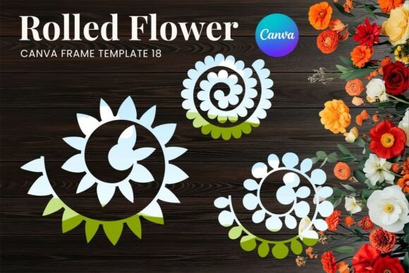 Rolled Paper Flower Canva Frame_18: Effortless Floral Design