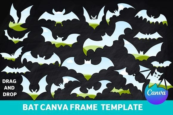 Unleash Spooky Creativity with This Bats Canva Frame Set